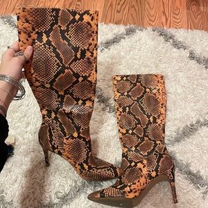 Orange Snakeprint Knee High Steve Madden Heels